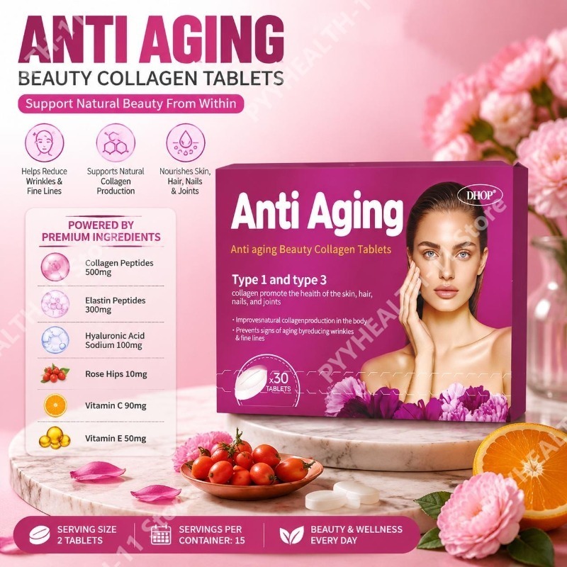 Collagen Peptide Powder - Compresse di Collagene Idrolizzato DHOP Anti-Età,