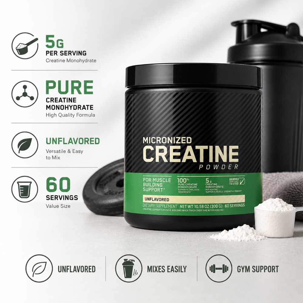 Nutrition In Fitness - Creatina Monoidrato in Polvere 300g, Supporto